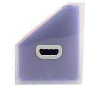 Exacompta - Réf. 55598E - Carton de 4 trieurs de bureau porte-revues Crystal - poignée rigide - en polypropylène - intérieur multicolore - 12 compartiments - dim 26,5 x32,5 cm - cristal