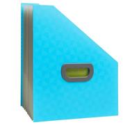 Exacompta - Réf. 55599E - Carton de 4 Trieurs de bureau porte-revue PopN Co - poignée rigide - en PP recyclé - onglets et intérieur multicolores - 12 compartiments - dim 26,5x32,5 cm - couleur cyan