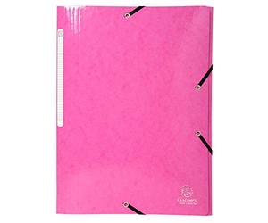 Exacompta - Réf. 55824E - Carton de 25 chemises à élastiques Iderama - pochettes 3 rabats Maxi Capacity - en carte lustrée pelliculée 425 g/m2 - dim 24 x 32 cm pour format A4 - couleur rose