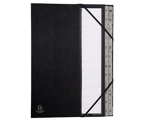 Exacompta - Réf. 56090E - 1 trieur Ordonator - avec élastiques - couverture rigide en carton - onglets imprimés plastifiés de A à Z - 24 compartiments - dim 23,5x 33,5 cm - pour A4 - couleur noir
