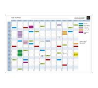 Exacompta - Réf. 56153E - 1 tableau blanc magnétique planning annuel - textes en anglais - effaçable à sec - livré avec tous les accessoires nécessaires - format 90 x 59 cm - couleur blanc