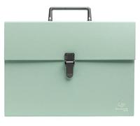 Exacompta - Réf. 56333E - 1 trieur valisette avec poignée Autentik - soufflets renforcés multicolores - fermeture par bouton clip - 18 compartiments - dim 32x24 cm - vert