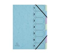 Exacompta - Réf. 56562E - 1 trieur Harmonika Aquarel - avec élastiques et fenêtres imprimées - dos extensible - couverture en carte lustrée - 7 compartiments -dim 24,5x32 cm - bleu pastel