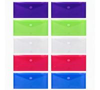 Exacompta - Réf. 56720E - PACK de 10 mini pochettes-enveloppes fermeture scratch et rabat - En polypropylène souple - Dimensions : 24 x 18 cm - Format à classer A5-5 couleurs assorties
