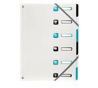 Exacompta - Réf. 56730E - Carton de 10 trieurs Titane - dos extensible - avec élastiques et fenêtres découpées - en PP recyclé - 6 compartiments - 24x32 cm - A4-3 couleurs coco, noir et turquoise