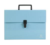 Exacompta - Réf. 56762E - 1 trieur valisette avec poignée Aquarel - soufflets renforcés multicolores - fermeture par bouton clip - 18 compartiments - dim 32x24 cm - pour A4 - couleur bleu pastel