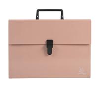 Exacompta - Réf. 56767E - 1 trieur valisette avec poignée Aquarel - soufflets renforcés multicolores - fermeture par bouton clip - 18 compartiments - dim 32x24 cm - pour A4 - couleur corail