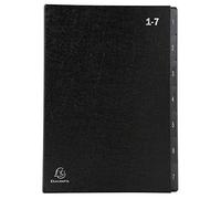 Exacompta - Réf. 57007E - 1 trieur Ordonator - couverture rigide - intérieur en carte recyclée - onglets plastifiés numériques de 1 à 7 - 7 compartiments - dim 25x33 cm - pour A4 - couleur noir