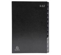 Exacompta Trieur rigide Économique Ordonator 12 compartiments numériques 24x34 cm Noir