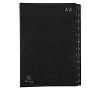 Exacompta - Réf. 57024E - 1 trieur Ordonator - couverture rigide - intérieur en carte recy onglets plastifiés de A à Z - 24 compartiments - dimensions 24 x 34 cm - Noir