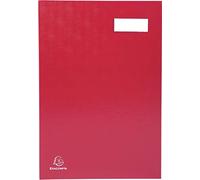 Exacompta - Réf. 57025E - Carton de 8 parapheurs direction - dos à soufflets toilé - porte-étiquette - couverture plastifiée - 20 compartiments en carte rose avec 3 perforations - 24x35 cm - rouge