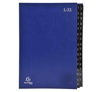 Exacompta - Réf. 57042E - 1 trieur Ordonator - couverture rigide - intérieur en carte noire - onglets plastifiés numériques de 1 à 31 - 32 compartiments - dim 25x33 cm - pour A4 - couleur bleu