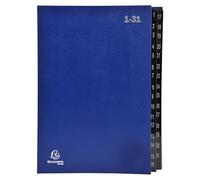 Exacompta - Réf. 57042E - Carton de 6 trieurs Ordonator - couverture rigide - intérieur en carte noire - onglets plastifiés numériques de 1 à 31-32 compartiments - dim 25x33 cm - pour A4 - bleu