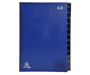 Exacompta - Réf. 57222E - Carton de 8 trieurs Ordonator - couverture rigide - intérieur en carte recy onglets plastifiés alphabétiques de A à Z - 24 compartiments - dim 24 x 34 cm - couleur bleu