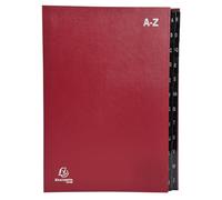 Exacompta Trieur Ordonator 57225E – 24 compartiments A–Z – Couverture rigide Rouge 24x34 cm