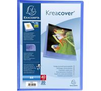 Exacompta - Réf. 5722E - Paquet de 5 protège-documents Kreacover Chromaline - 20 pochettes cristal lisse - 40 vues - pour A4 - dim 24 x 32 cm - couverture en polypro semi-rigide - couleur bleu