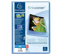 Exacompta - Réf. 5742E - Carton de 10 Protège-documents Kreacover Chromaline - 40 pochettes cristal lisse - 80 vues - pour A4 - dim 24 x 32 cm - couverture en polypro semi-rigide - bleu