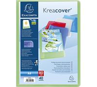 Exacompta - Réf. 5749E - Paquet de 5 Protège-documents Kreacover Chromaline - 40 pochettes cristal lisse - 80 vues - pour A4 - dim 24 x 32 cm - couverture en polypro semi-rigide - 5 couleurs assorties
