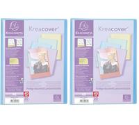 Exacompta - Réf. 5810E - 1 Protège-documents polypro semi-rigide personnalisable Kreacover Pastel - 20 pochettes cristal lisse - 40 vues - pour A5 - dim 18x23cm - 5 couleurs aléatoires (Lot de 2)