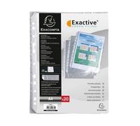 Exacompta - Réf. 5834E - Carton de 100 pochettes perforées avec coins biseautés concues pour classeur Exactive réf 56034E - en PP lisse 5,5/100ème - Format à classer A4 - Vertical - Cristal