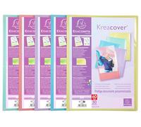 Exacompta - Réf. 5839E - Carton de 10 Protège-documents personnalisable Kreacover Pastel - 30 pochettes cristal lisse - 60 vues - pour A4 - dim 24x32cm - couverture en polypro semi-rigide