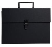 Exacompta - Réf. 58421E - Carton de 4 trieurs valisette avec poignée Economique - couverture rembordée papier - fermeture par bouton poussoir - 20 compartiments - dim 34x25x8cm - couleur noir