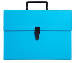 Exacompta - Réf. 58422E - 1 trieur valisette avec poignée Economique - couverture rembordée papier - fermeture par bouton poussoir - 20 compartiments - dim 34x25x8cm - turquoise