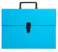 Exacompta - Réf. 58422E - Carton de 4 trieurs valisette avec poignée Economique - couverture rembordée papier - fermeture par bouton poussoir - 20 compartiments - dim 34x25x8cm - turquoise