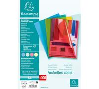 Exacompta - Réf. 58509E - Carton de 1000 pochettes coins - PP légèrement grainé - ultra épaisse - Dimensions 22 x 31 cm - Format à classer A4-4 couleurs assorties bleu, jaune, rouge, vert