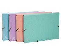 Exacompta - Réf. 58560E - Carton de 4 pochettes trieur Aquarel en carte multicolore pastel 12 compartiments - fermeture par élastiques - format 34x24,5cm pour documents format A4 - assorties
