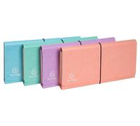 Exacompta - Réf. 58660E - Carton de 4 pochettes trieur Aquarel en carte multicolore pastel 6 compartiments - fermeture par élastiques - format 26x13 cm pour documents format 24x11 cm - assorties