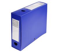 Exacompta Boîte d'archives à pression Réf. 59832E – PP opaque Dos 80 mm A4 Bleu, porte-étiq. 2 faces