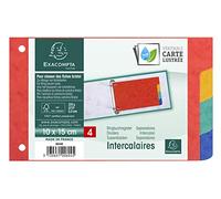 Exacompta Intercalaires fiches bristol Carte lustrée 225g/m² 4 positions 100x150mm Couleurs assorties