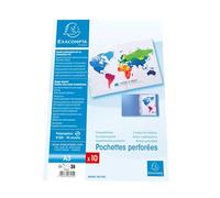 Exacompta - Réf. 6205E - Carton de 50 pochettes perforées en PP lisse 9/100ème - A3 pliées en A4 - Perforation universelle 11 trous - Formats à classer A4 et A3 - Incolore