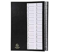 Exacompta - Réf. 621226E - 1 trieur Ordonator - dos extensible - cavaliers plastique - couverture rigide - 26 compartiments alphanumériques - dim 25x33 cm - pour A4 - couleur noir