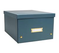 Exacompta - Ref. 62353E - 1 Boîte de rangement Néo Déco - en carton - livrée à plat - facile à monter grâce aux boutons pression - format A4 - dimensions 27 x 36 x 20 cm - couleur bleu canard