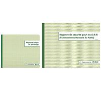 Exacompta - Réf. 6620E - 1 Piqûre 27x32cm - Registre unique du personnel (salariés et stagiaires) - 56 pages & 6623E Registre de sécurité pour les Etablissements Recevant du Public (ERP) 32 pages