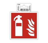 Panneau PVC adhésif antidérapant Extincteur 10x10 cm - Rouge