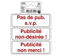 Exacompta - Réf. 67040E - 1 pictogramme adhésif Pas de pub. s.v.p. - Publicité non-désirée ! Publicité non merci ! En vinyle PVC traité anti-dérapant et résistant aux UV - Dimensions : 10 x 10 cm
