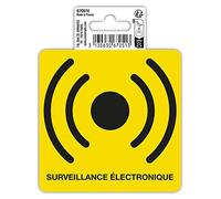 Exacompta - Réf. 67051E - 1 pictogramme adhésif Surveillance électronique - En vinyle PVC traité anti-dérapant - Finition brillante - Dimensions : 10 x 10 cm Coloris : noir sur fond jaune