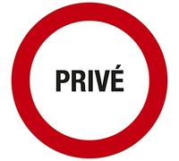 Exacompta - Réf. 67108E - 1 panneau rond PRIVÉ - En vinyle traité anti-dérapant et résistant aux UV - Diamètre du panneau : 30 cm - coloris : fond blanc/bord rouge