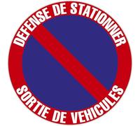 Exacompta - Réf. 67109E - 1 panneau rond DÉFENSE DE STATIONNER - SORTIE DE VOTURES - En PP traité anti-dérapant et résistant aux UV - Diamètre du panneau : 20 cm - coloris : rouge et bleu