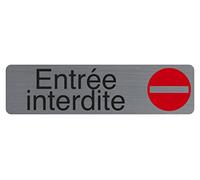 Plaque adhésive - Entrée interdite - Imitation alu - 16,5x4,4cm - Signalétique