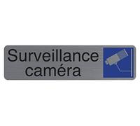 Exacompta Plaque de signalisation 'Surveillance caméra' adhésive aluminium brossé 16,5x4,4 cm