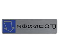 Exacompta - Réf. 67157E - 1 plaque de porte adhésive verticale Poussez - Plaque murale imprimée de signalisation - Sur tous supports - Aspect aluminium brossé - Dimensions : 4,4 x 16,5 cm
