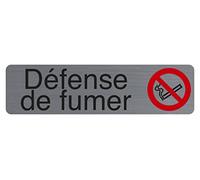 Exacompta Plaque de porte adhésive Défense de fumer – Aspect aluminium brossé – 16,5 x 4,4 cm