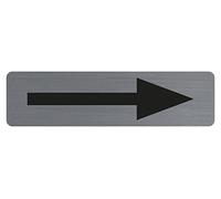 Exacompta - Réf. 67165E - 1 plaque de porte adhésive Flèche noire - Plaque murale imprimée de signalisation - Sur tous supports - Aspect aluminium brossé - Dimensions : 16,5 x 4,4 cm