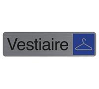 Exacompta Plaque de signalisation Vestiaire adhésive aspect aluminium brossé 16,5×4,4 cm