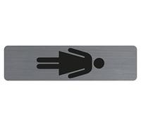 Exacompta Plaque verticale adhésive Dame – Aspect aluminium brossé 16,5 x 4,4 cm – Gris