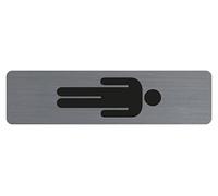 Exacompta - Réf. 67169E - 1 plaque de porte adhésive verticale Homme - Plaque murale imprimée de signalisation - Sur tous supports - Aspect aluminium brossé - Dimensions : 4,4 x 16,5 cm